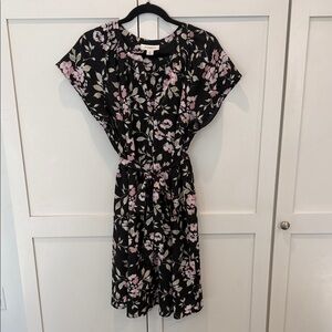 Motherhood Maternity Floral Black and Pink Dress